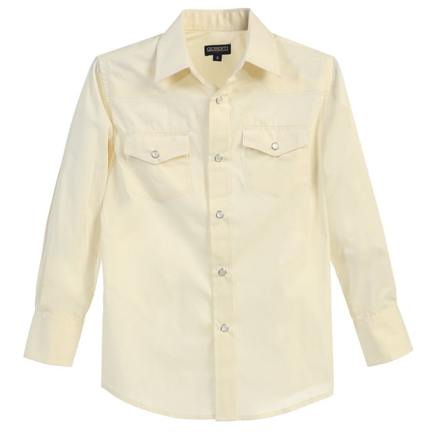 Gioberti Gioberti Boys Casual Western Solid Long Sleeve Shirt With