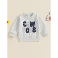 thumbnail image 4 of Elippeo Kids Boys Sweatshirt 6 12 18 24 Months 3 4 5 Years Long Sleeve Crew Neck Embroidery Letters Sequined Hoodie Pullover Tops, 4 of 10