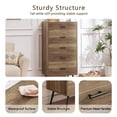 thumbnail image 3 of 5 Drawer Dresser, Wooden Tall Bedroom Dresser with Stabilizing Feet, Modern Chest of Drawers, Durable Surface Storage Cabinet Furniture for Living Room Entry Hallway Furniture, Brown, 3 of 10