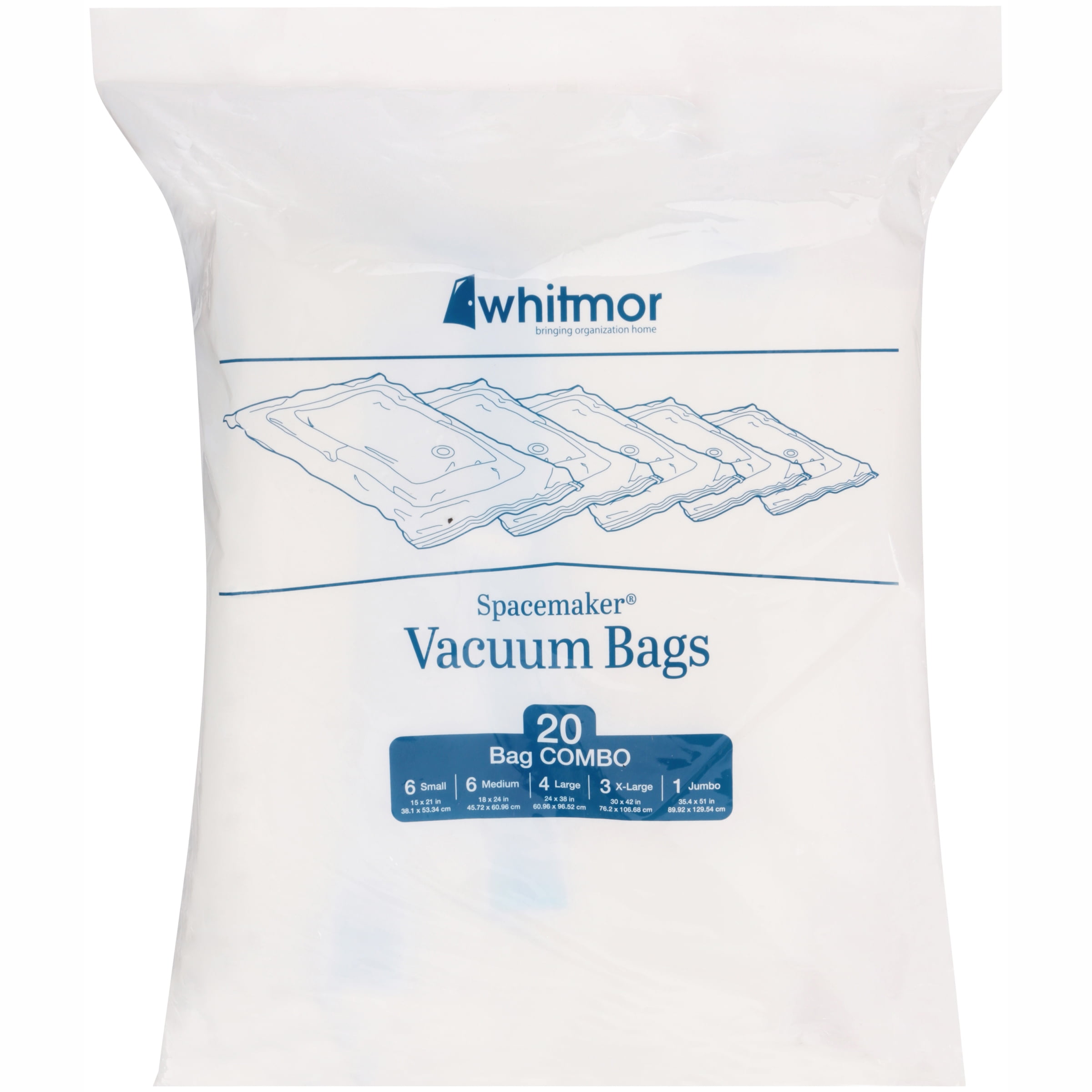 Whitmor Spacemaker Vacuum Storage Bags, Set of 20, Clear