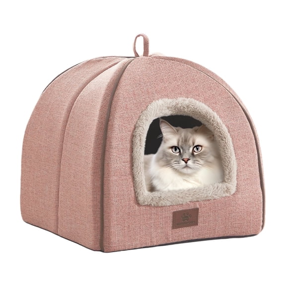 WINDRACING Cat Bed for Indoor Cats, Pink Cat Cave Tent with Washable Cushion Non-Slip Bottom for Kittens Puppy