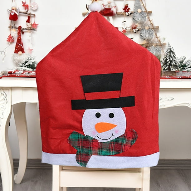 Fundas Navideñas para Sillas, Fundas para Respaldos de Sillas Navideñas, Fundas para Sillas de Comedor, Protectores de Sillas Extraíbles y Lavables, Decoración para Fiestas Navideñas