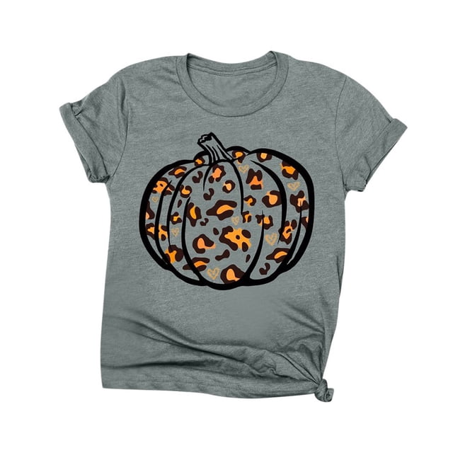Halloween Femmes Print Shirt Manches Courtes Tee Shirts Automne Tops EAN13