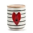 thumbnail image 1 of Demdaco Pawprint Heart Red and White 8 x 6 Wood and Ceramic Canister With Lid, 1 of 3