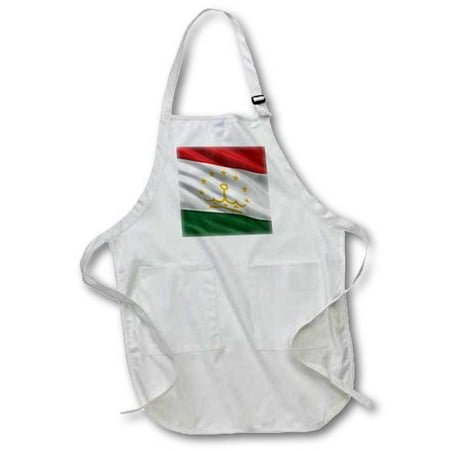 3dRose Flag of Tajikistan waving in the wind, Medium Length Apron, 22 by 24-inch, With Pouch Pockets