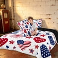thumbnail image 4 of Manfei Minimal Hearts Stars Full Size Comforter Sets, USA Flag Bedding Comforter Set, Red White Blue, Black Reversible 3 Pieces, 1 Comforter and 2 Pillowcases, 4 of 6