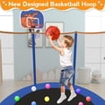 thumbnail image 5 of KOFUN 66" Mini Trampoline for Kids, 600LBS 5.5FT Indoor Outdoor Toddler Trampoline with Enclosure Net, Basketball Hoop and Ball, Small Trampoline Gifts for Boys and Girls Ages 1-8, Blue, 5 of 9