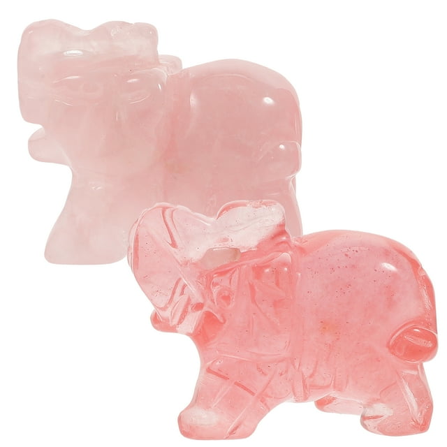 2pcs Elephant Statue Crystal Elephant Sculpture Quartz Elephant Figurine Animal Shaped Decoration