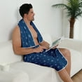 thumbnail image 7 of Colevkie Men's 2 Pcs Bath Wrap Set-Bath Skirt and Towel Soft Adjustable Beach Towel Quick Drying for Home Bathroom Sauna Travel Portable Absorbent Printed Simple Style Pattern, 7 of 7