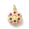 thumbnail image 2 of 10pcs Rack Plating Brass Micro Pave Cubic Zirconia Charms with Pearl Cadmium Free & Lead Free Real 18K golden Plated Flower Cerise 12.5x10.5x4mm Hole: 3.6mm, 2 of 4