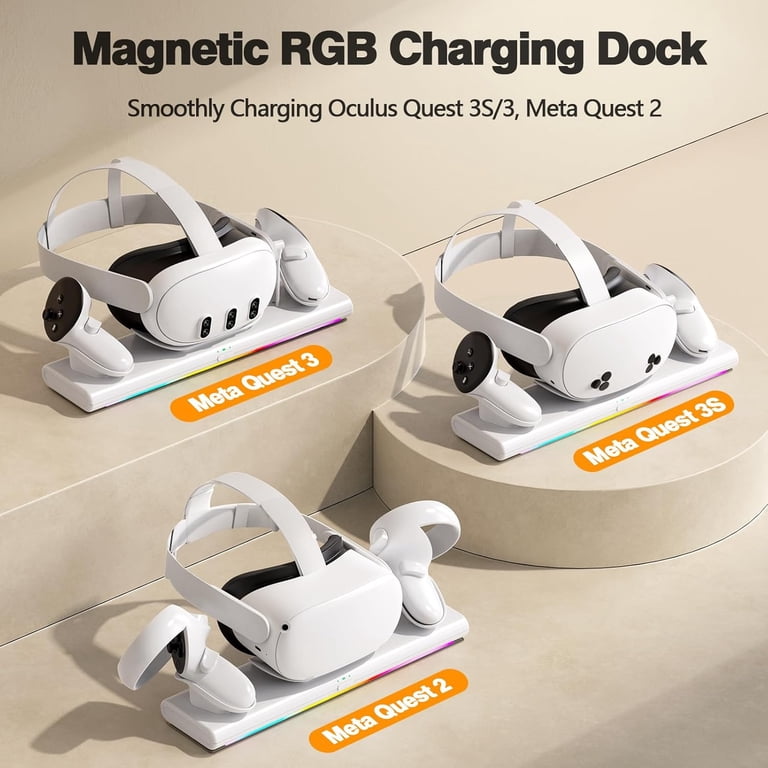 Prociv VR Charging Dock, Magnetic Charger for Meta Quest 2 Headset