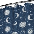 thumbnail image 3 of Dark Blue Sun Moon Star Pattern Shower Curtain 72"x72" ,Bathroom Decorative Shower Curtains Set with 12 Hooks,Modern Waterproof Washable Shower Curtain, 3 of 6