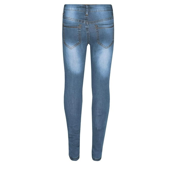 Wuxian Pants Boys Vintage Tight Ripped Jeans Fashion Washed Slim Fit High Waist Zip Up Denim Trousers Casual Soft Dailywear,Light blue,11-12 Years