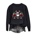 thumbnail image 5 of Oalirro Christmas Sweatshirts for Women Long Sleeve Graphic Cute Womens Shirts Merry Christmas Wine Glass Print Black Crew Neck Top, L, 5 of 6