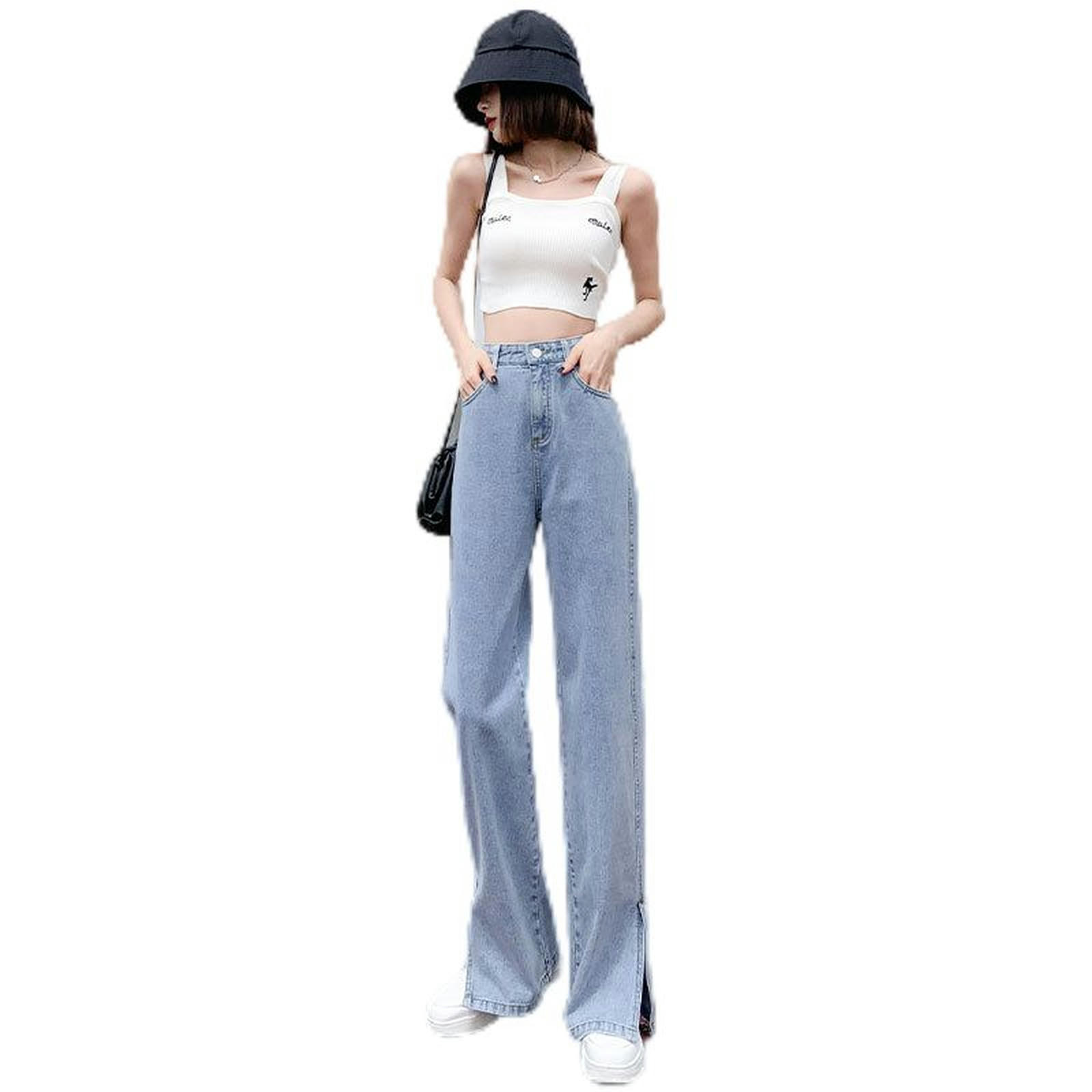 Wide-leg jeans for small women spring and autumn new style high-waisted ...