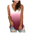 thumbnail image 2 of LSLJS Women's Tank Tops Femmes Casual Impression V-Cou Gradient Manches Tops Gilets Amples Chemisiers, 2 of 4
