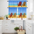 thumbnail image 3 of Summer Beach Sandy Chairs Curtain Tier and Valance Set 3 Piece, Ocean Scene Blue Sky 3-inch Rod Pocket Window Tier Curtains Valance for Kitchen Living Room, 3 of 9