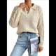 thumbnail image 2 of Suéteres de Punto para Mujer, Suéteres de Larga con Cuello en V, Camisetas Informales, Conjuntos de Moda de Otoño. Albaricoque M, 2 of 9