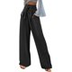thumbnail image 1 of 2023 - Pantalones de lino de algodón para mujer, cinturón de pajarita, pierna ancha, pantalones de yoga palazzo, pantalones de verano para la playa, pantalones casuales elegantes 01*Negro M 01*Negro M Xishao ropa, 1 of 2