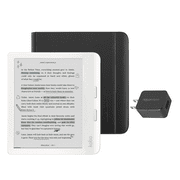 Kobo Libra Colour White eReader with Case Bundle (Black Notebook SleepCover, Case + AC)