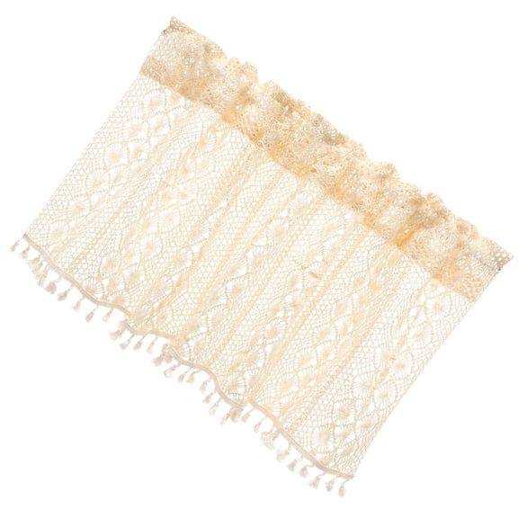 Niceauty Easy Install Khaki Crochet Curtain for Kitchen and Living Room