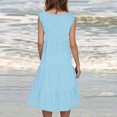 thumbnail image 4 of FcBaudy Robes d'Été pour Femmes, Robes pour Femmes, Jupe pour Femmes Robe d'Été pour Femmes à Col Rond Imprimée Sans Manches Robe de Plage pour Femmes Jupe en Coton, 4 of 8