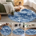 thumbnail image 5 of Round Rugs 7Ft, Navy Blue Coastal Round Area Rug Washable Indoor Throw Carpet, Summer Beach Nautical Starfish Coral Vintage Large Non Slip Circle Rug for Dining Room Playroom Home Decor Aesthetic, 5 of 8