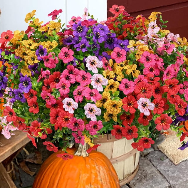 Flores artificiales Trytuny resistentes a los rayos UV para exteriores, paquete de 16