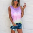 thumbnail image 2 of Weikingp Thick Strap Tank Tops For Women Summer Tank Tops Tee Summer T Shirt Casual Sleeveless Tops Crew Neck Women's Tie Dye Women's Blouse Casual Tops for Women Purple L, 2 of 3