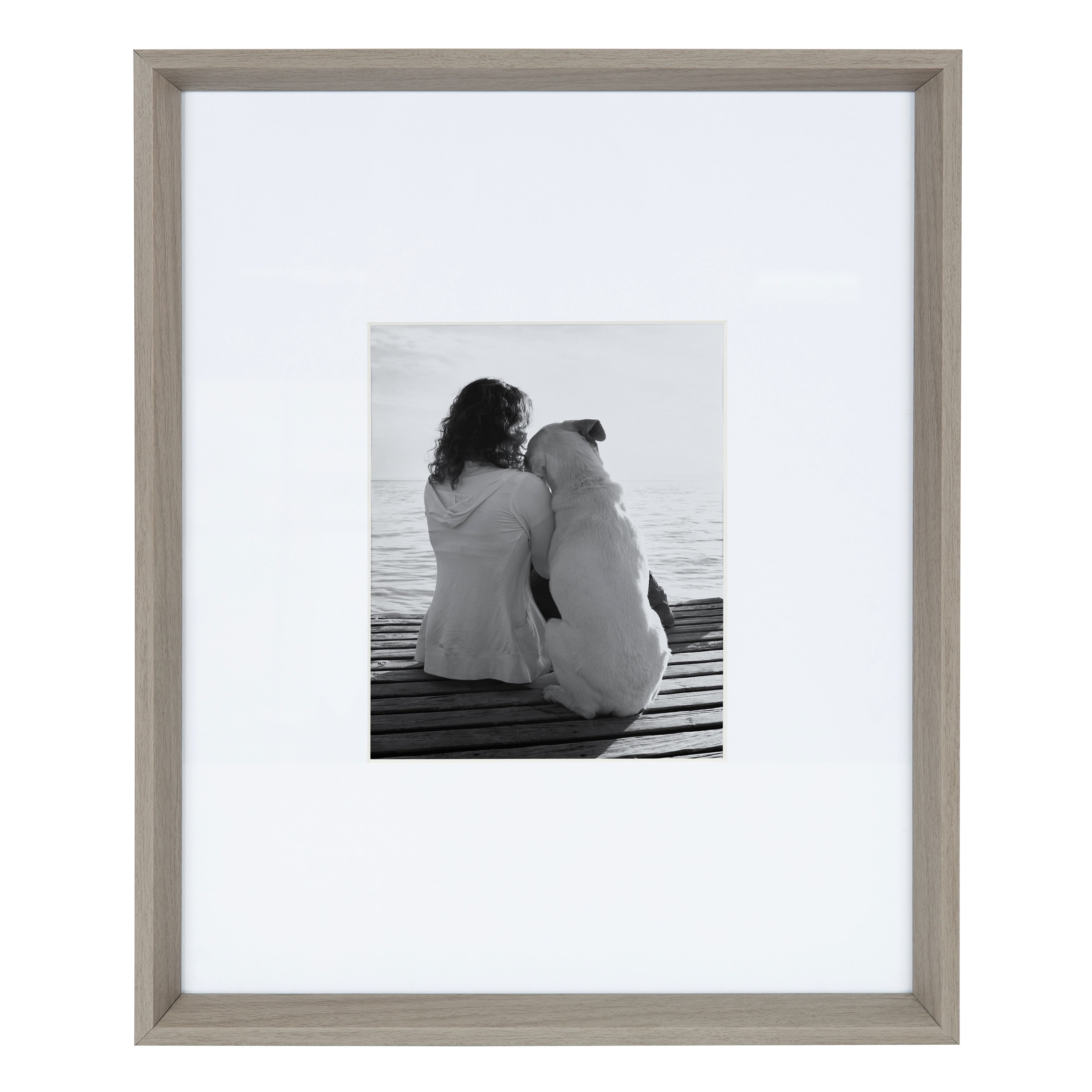 Kate and Laurel Calter Modern Wall Picture Frame Set, Gray 16x20 matted to 8x10, Pack of 3