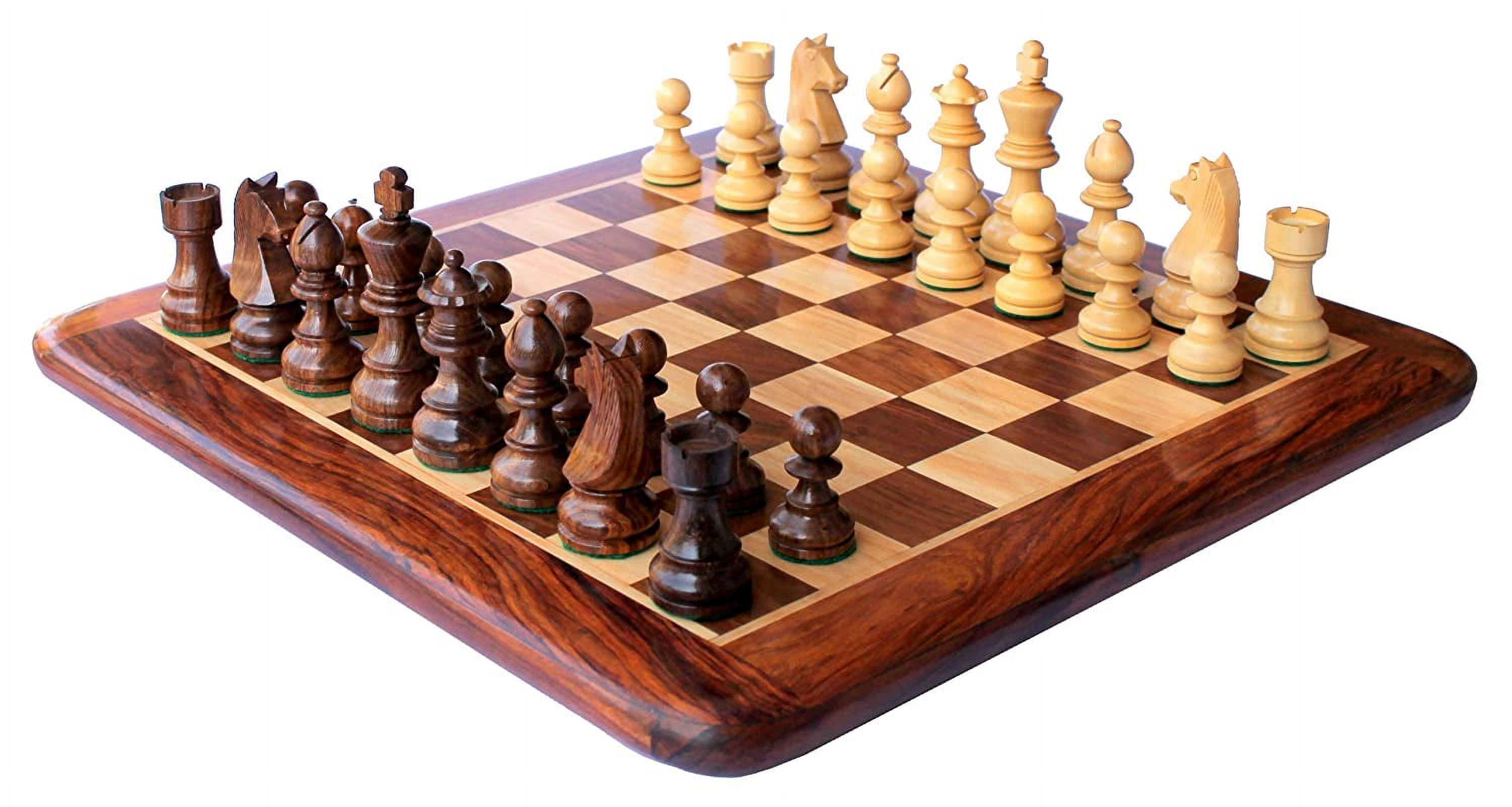 StonKraft - 15" x 15" Collectible Rosewood Wooden Chess Game Board Set + Wooden Crafted Pieces