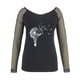 thumbnail image 5 of Camiseta de manga larga con cuello redondo y estampado de malla sólida para mujer Pompotops  gfhjh16356, 5 of 6