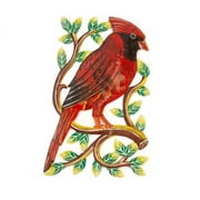 Global Crafts Red Cardinal Bird On Branch Painted Haitian Steel Drum Wall Art Miscellaneous