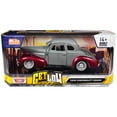 thumbnail image 3 of 1939 Chevrolet Coupe Lowrider Gray and Red Metallic "Get Low" Series 1/24 Diecast Model Car by Motormax, 3 of 3