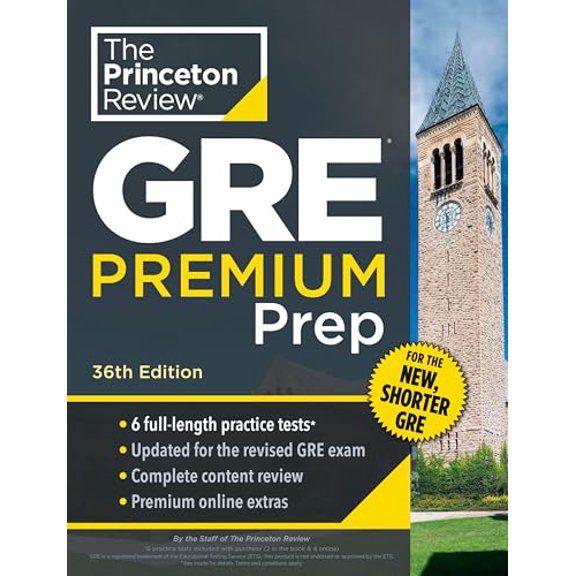 Pre-Owned Princeton Review GRE Premium Prep, 36th Edition: 6 Practice Tests   Review & Techniques   Online Tools (Paperback) 0593517822 9780593517826