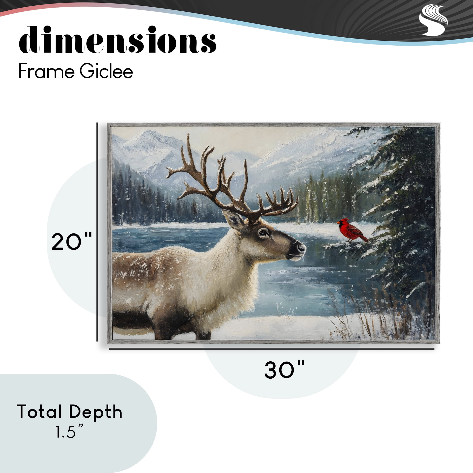 Christmas Conversation In Wild Gray Framed Giclee Art, design by Petal Prints Design