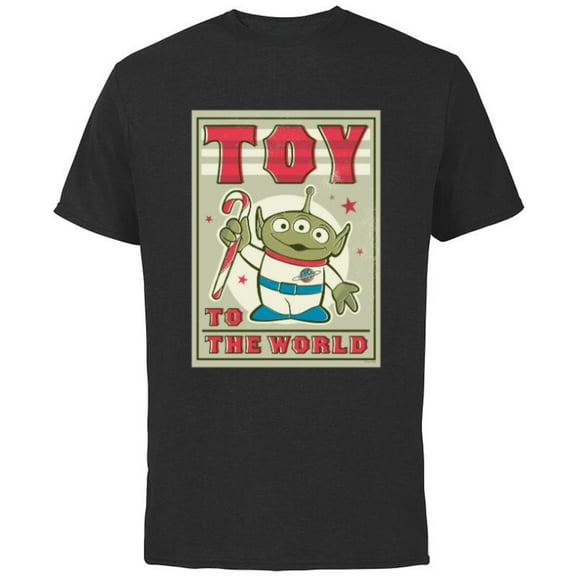 Disney and Pixar’s Toy Story Alien Holiday Toy to the World - Short Sleeve Cotton T-Shirt for Adults - Customized-Charcoal