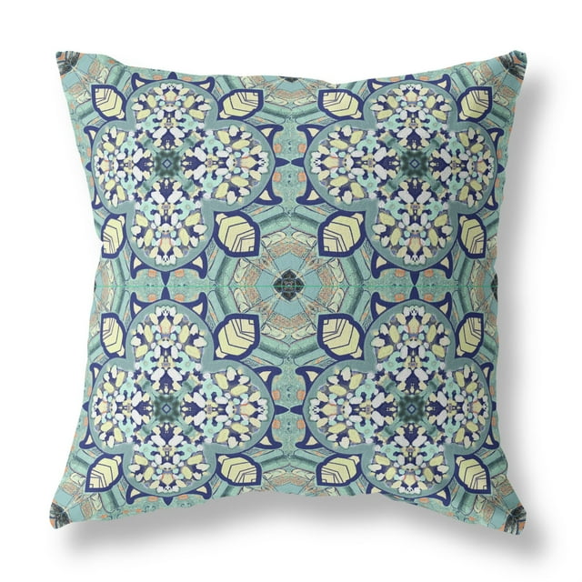 Amrita Sen CAPL542FSDS-ZP-20x20 Clover Leaf Floral Suede Zippered Pillow with Insert Muted Green Cream