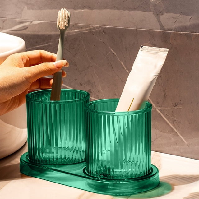 Dos Vasos Para Enjuague Bucal Con Base, De Plstico, 11, 4 Cm De Dimetro, Aptos Para Lavavajillas, Para Higiene Bucal Diaria, Ideales Para Viajes, Paquete De 2, Transparentes, Ukhbmc | Green