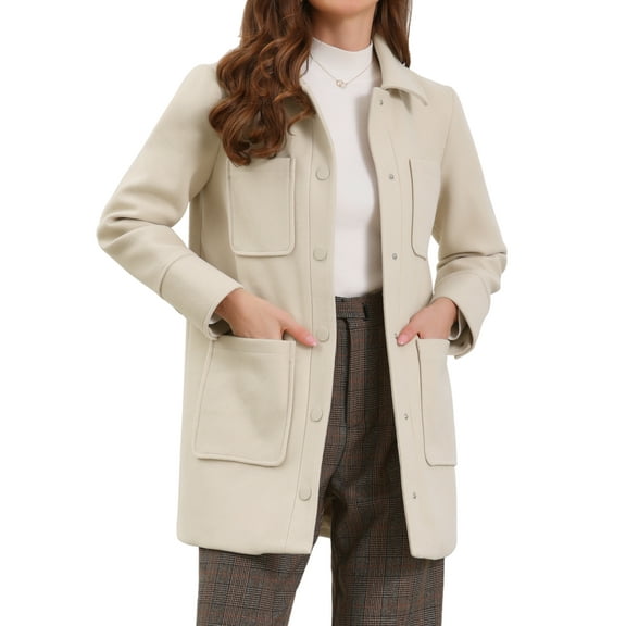 DARING DIVA Women's Casual Work Oversized Thick Overcoat with Pockets XS Beige