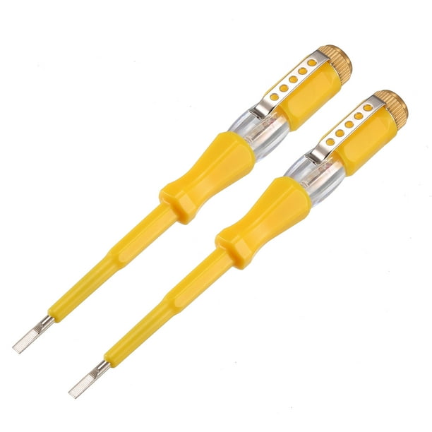 Voltage Test Screwdriver AC100500V Slot Neon Tube Tester Yellow 2pcs