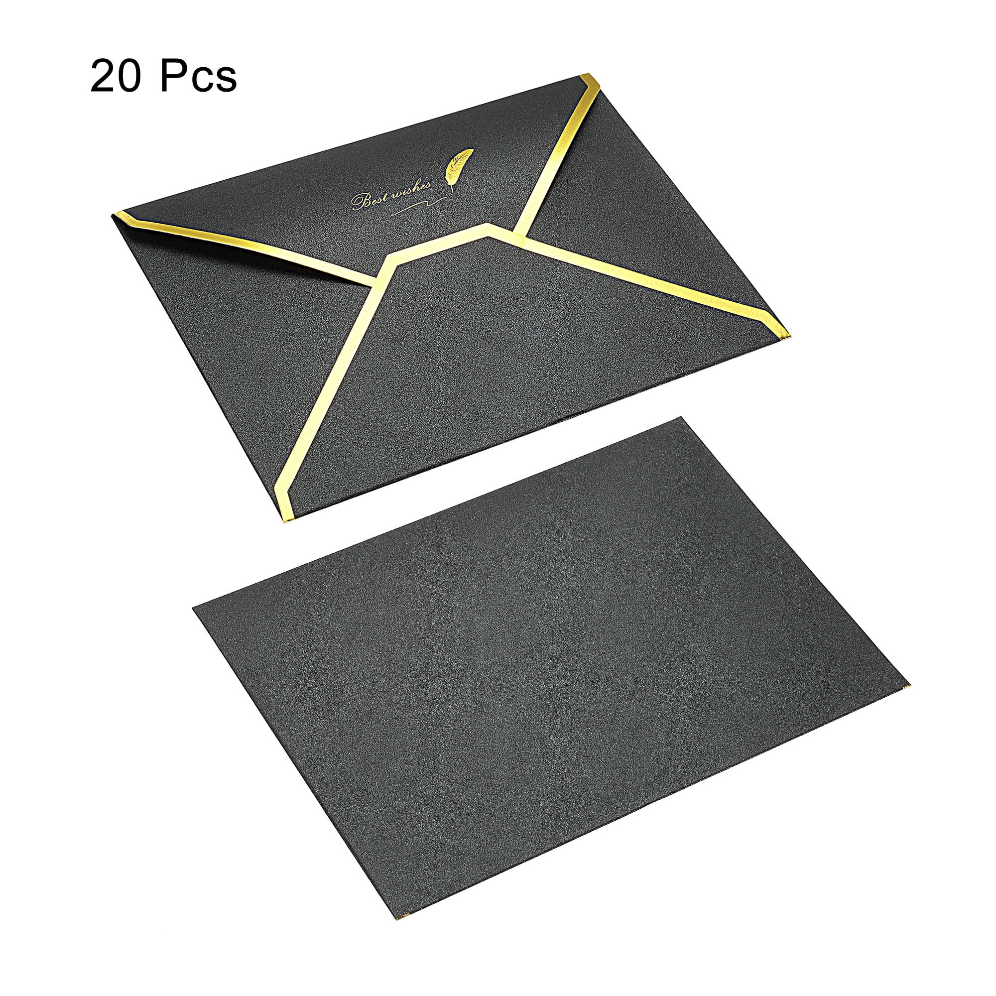 Unique Bargains V Flap Envelopes, 20 Pack 7x5'' Luxury Gold Border Greeting Card Envelope