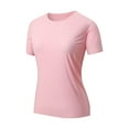 thumbnail image 2 of Tittly T Shirts for Women Spring Tops for Women Workout Tops For Women Short Sleeve Yoga Shirts Sports Gym Tshirts Running Top 80+ Sun Tshirts Shirts Basic Tees Pink XL, 2 of 8