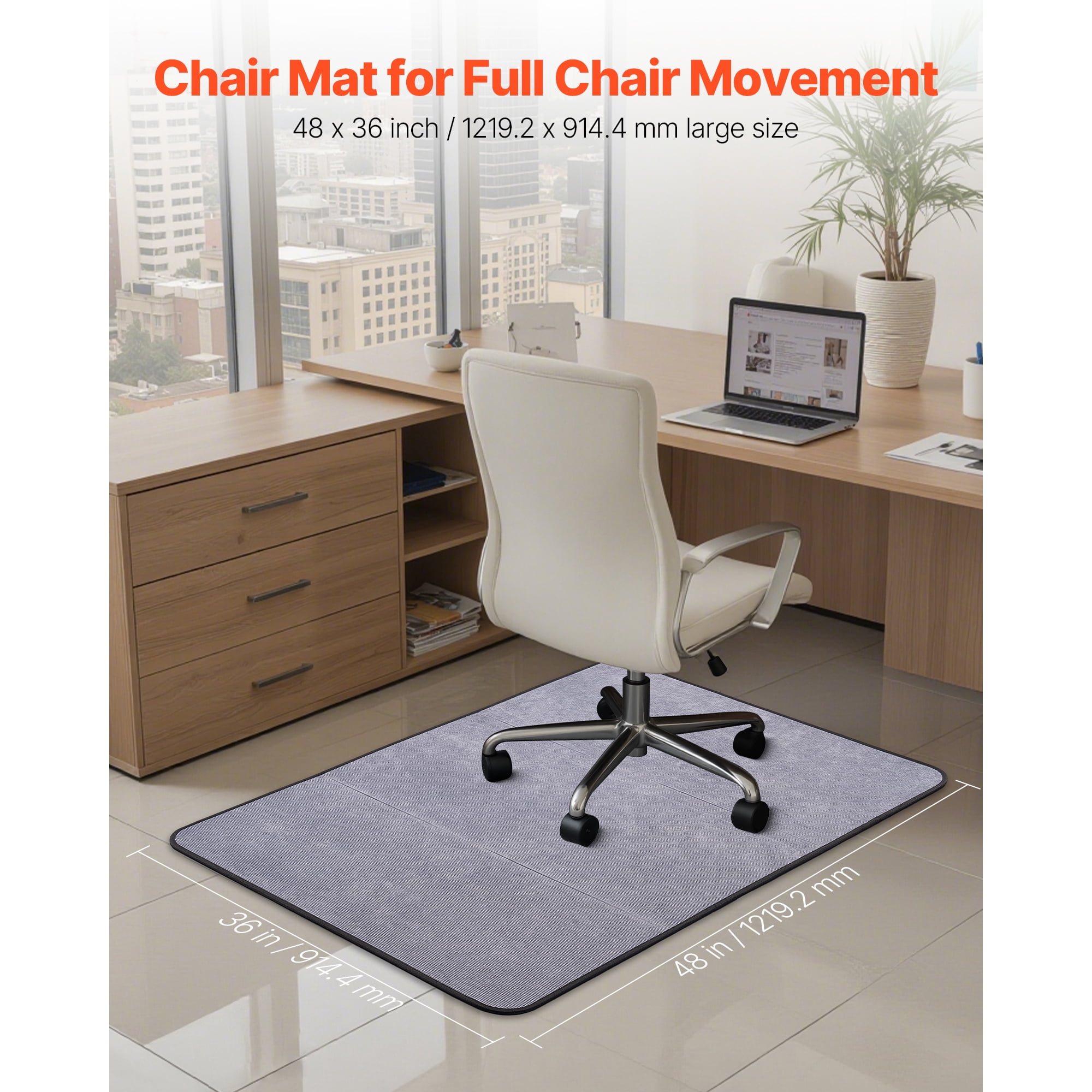 Chair Mat 36 x 48-inch Office Chair Mat for Hard Floors Corduroy Surface Non-Slip Rubber Backing Floor Protector for Home Office Gaming
