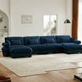 thumbnail image 4 of 166" Oversized Couch, 4 Seater Modular Sectional Sofa, Blue Large U Shaped Sectional Couches for Living Room, Fluffy Couch Set, 4 Seater, Velvet Cloud Couch with Ottoman, Sofas for Living Room, 4 of 12
