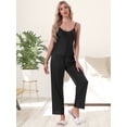 thumbnail image 2 of DARING DIVA Women's Satin Loungewear Leopard Print Cami Spaghetti Pajama Sets M Black, 2 of 7
