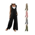 thumbnail image 6 of KOMOO Women Wide Leg Jumpsuit Sleeveless Patchwork Loose Rompers Pockets Long Jumpsuits Oversize, 6 of 6