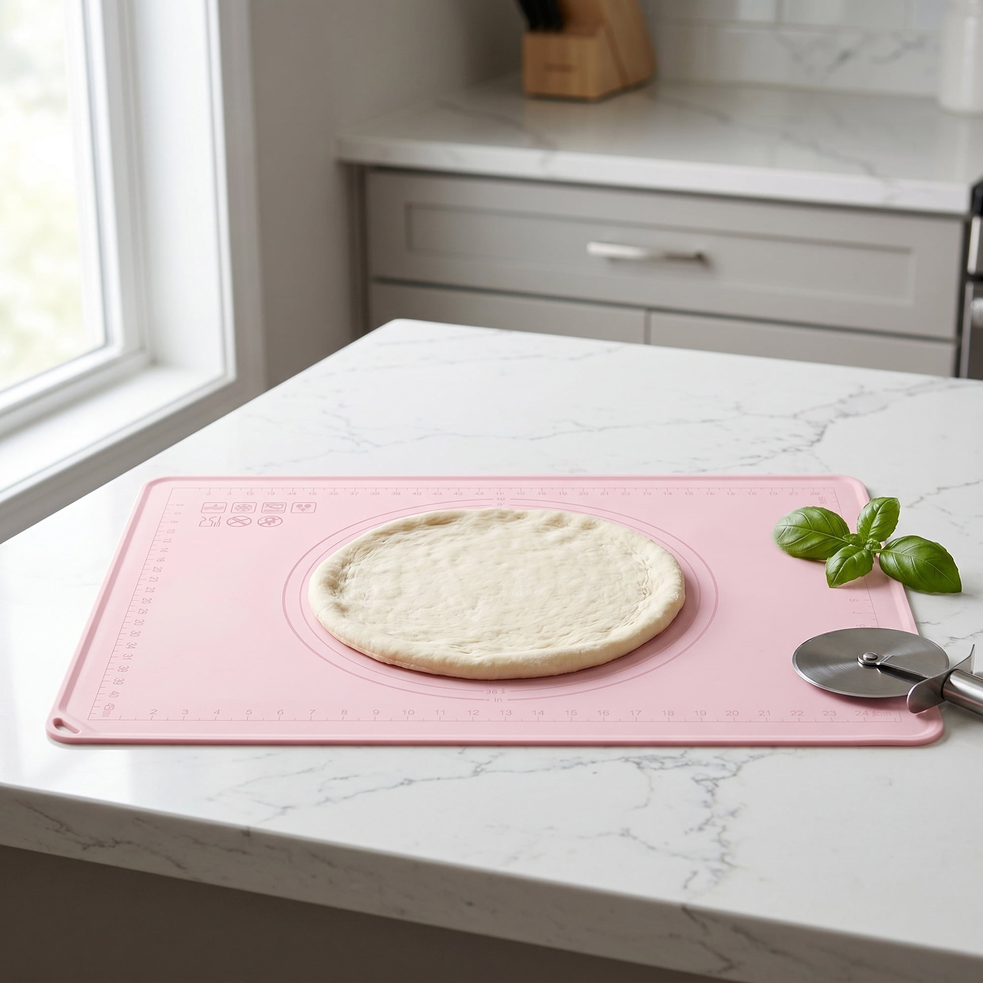 Unique Bargains Solid Color Silicone Pastry Baking Mat with Measurements Pink 19.7"x27.6"