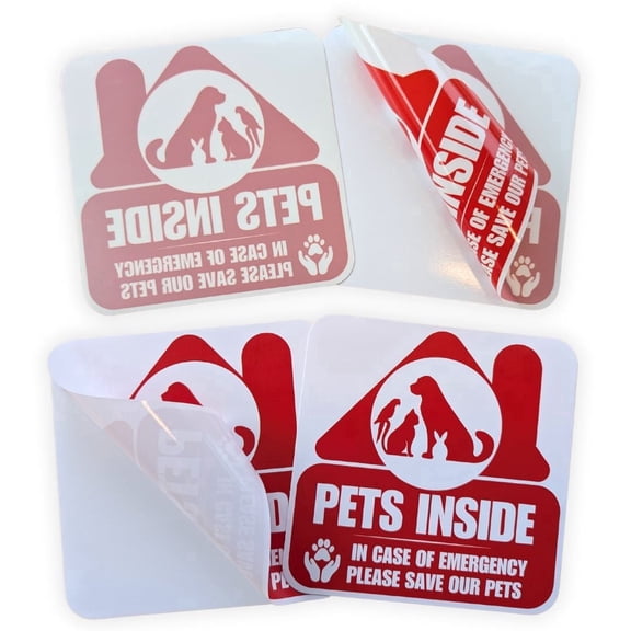 TOTOMO Pets Inside Emergency Alert Stickers, Personalized Pet Photo Window Decals, 4-Pack