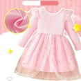 thumbnail image 3 of Vestido de cuello redondo y manga larga para niñas Vestido de cuello redondo y manga larga para niñas Falda de malla elegante Vestido de princesa elegante para niñas pequeñas Vestido de poliéster para, 3 of 8